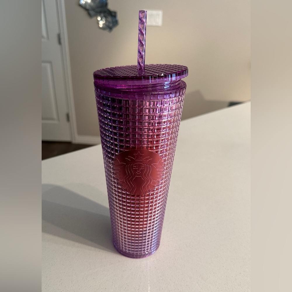 Starbucks Limited Edition Purple and Red Grid Tumbler